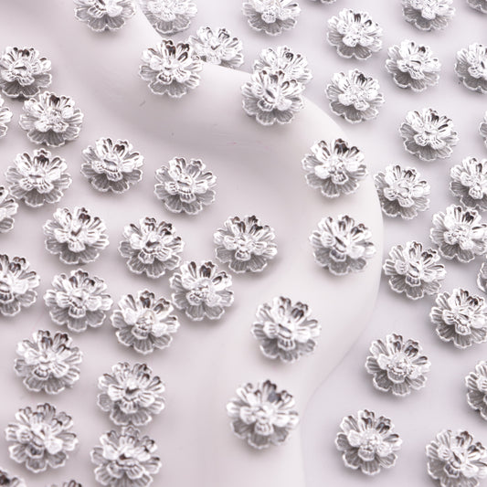 FS6290- About 13mm Silver Soft Flower Charms, Silver Soft Flower Patches