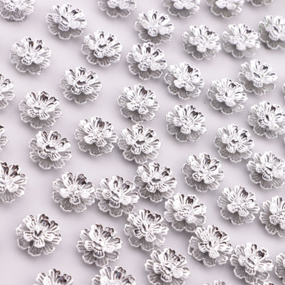 FS6290- About 13mm Silver Soft Flower Charms, Silver Soft Flower Patches