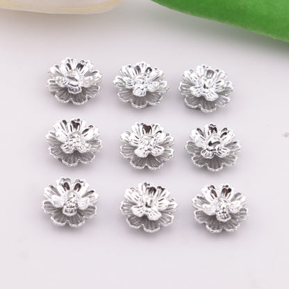 FS6290- About 13mm Silver Soft Flower Charms, Silver Soft Flower Patches