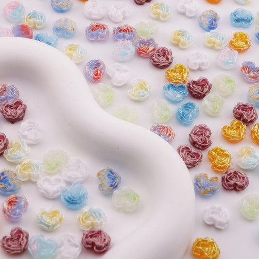 FS6300- About 9×10mm Luminous Heart Charms Glow-In-The-Dark Heart Embedded Flower Patches