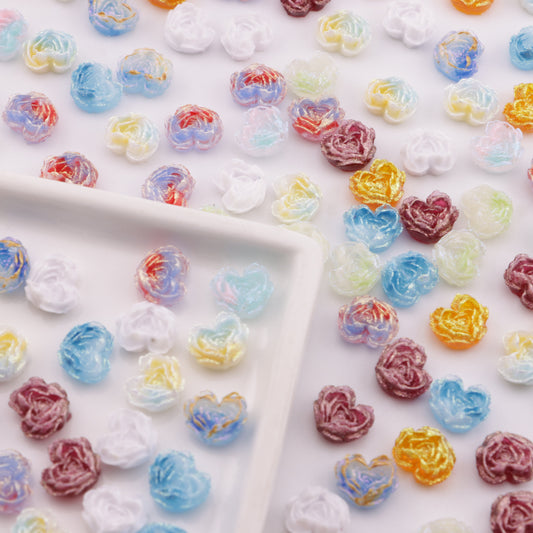 FS6300- About 9×10mm Luminous Heart Charms Glow-In-The-Dark Heart Embedded Flower Patches