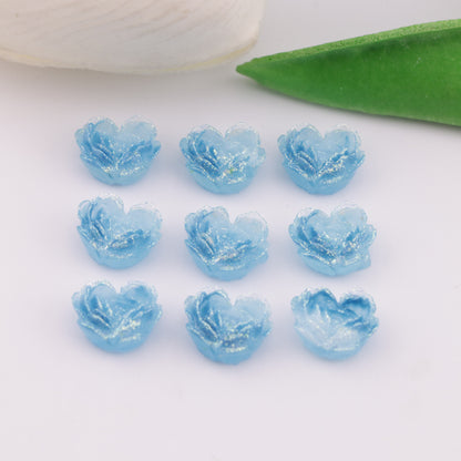 FS6300- About 9×10mm Luminous Heart Charms Glow-In-The-Dark Heart Embedded Flower Patches