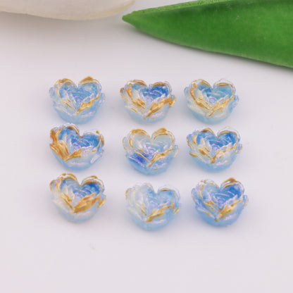FS6300- About 9×10mm Luminous Heart Charms Glow-In-The-Dark Heart Embedded Flower Patches