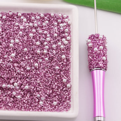 FS6298- Uv Color Glass Sand + Pearl Mixed: Colored Plated Glass Sand + Pearl Mixed Style