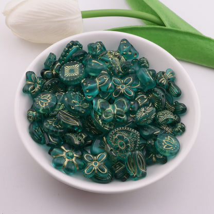 FS6297- Mixed Style Gold Line Beads