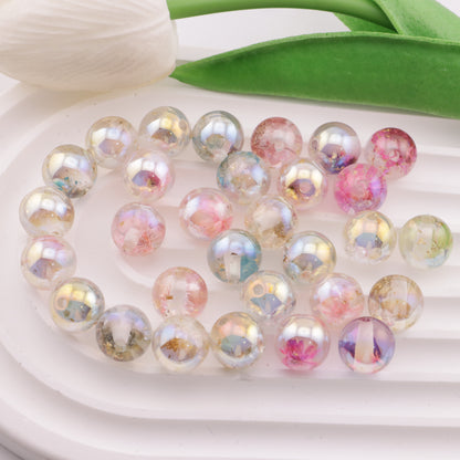 FS6242- 12mm Dried Flower Gold Foil Resin Beads