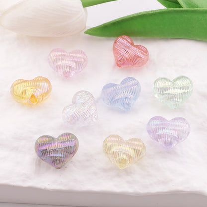 FS6339- 17mm UV Heart Beads With Wrinkled Surface