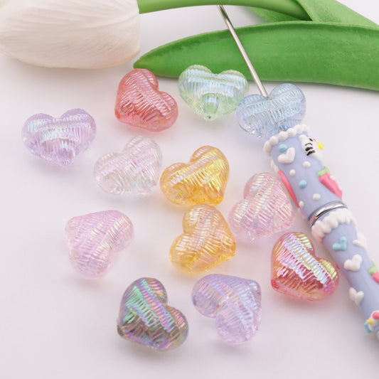 FS6339- 17mm UV Heart Beads With Wrinkled Surface