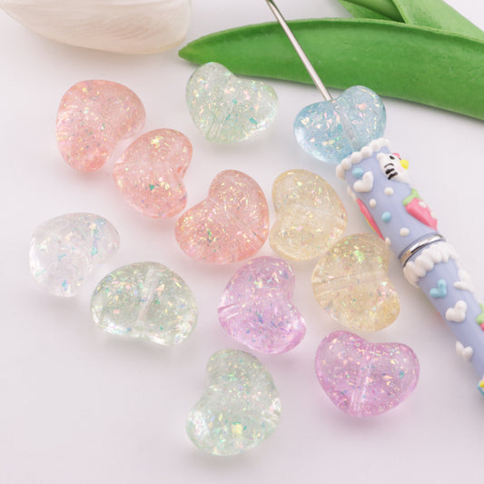FS6337- 19mm Heart Gold Foil Resin Beads