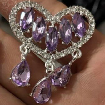 [KM6002]- 34mm*40mm Crystal Heart Metal Charms With WaterDrop Dangle