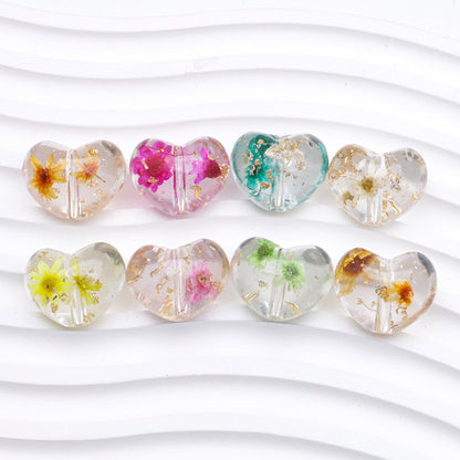 FS4262- Loving - Heart Dried - Flower Resin Beads 20mm