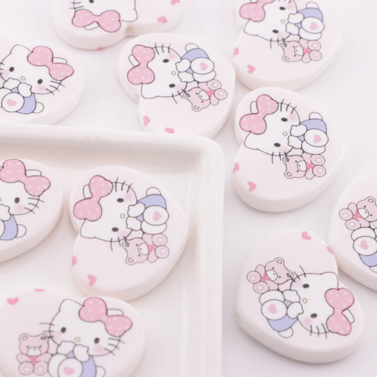 FS6344- 25*31mm HK Heart Plate Beads Love Kitty Round Plate Beads