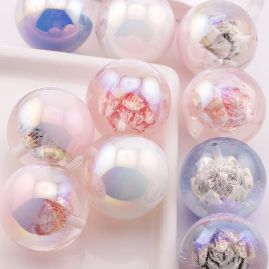 FS6243- 30mm Glow-in-the-Dark Lotus Resin Half-Hole Beads