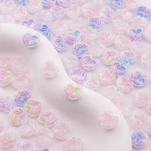 FS6352- About 9×10mm Light - Color Luminous Heart Soft Flower Charms