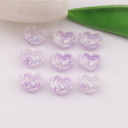 FS6353- About 9×10mm Uv Luminous Heart Soft Flower Charms Night - Glow Mother - of - Pearl Heart Soft Flower Patches