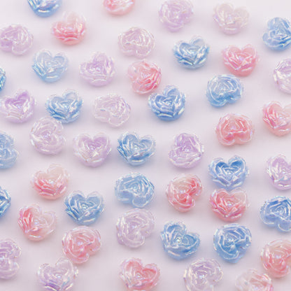 FS6353- About 9×10mm Uv Luminous Heart Soft Flower Charms Night - Glow Mother - of - Pearl Heart Soft Flower Patches
