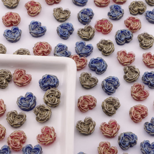 FS6351- About 9×10mm Deep - Color Luminous Heart Soft Flower Charms