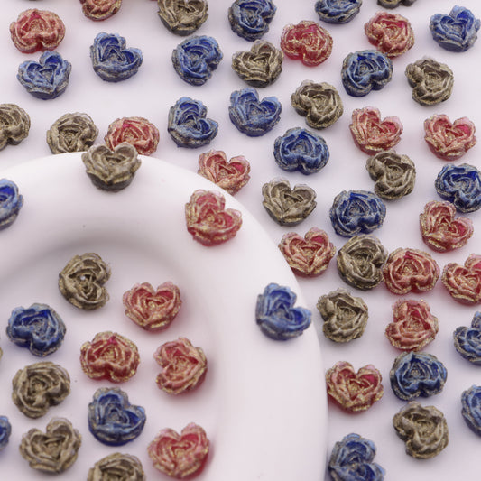FS6351- About 9×10mm Deep - Color Luminous Heart Soft Flower Charms