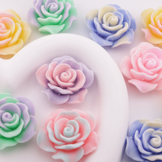 FS6381- 36Mm Luminous Flocked Rose Charms