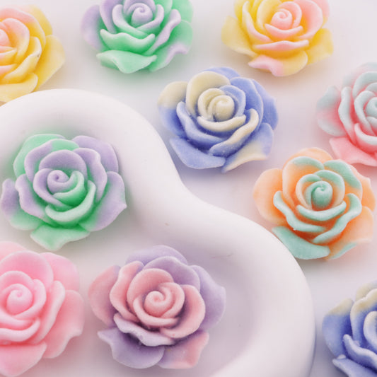 FS6381- 36Mm Luminous Flocked Rose Charms