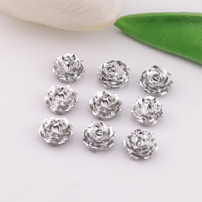 FS6387- 10mm Silver Small Flower Charms, Silver Small Flower Patches