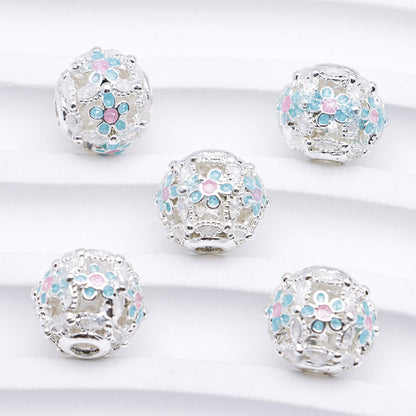 FS5099- 10mm Heart 5 Petal Metal Beads Love - Pearl Five - Petal Flower Alloy Beads Fit For Pen