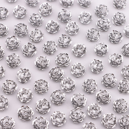 FS6387- 10mm Silver Small Flower Charms, Silver Small Flower Patches
