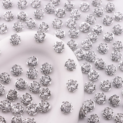 FS6387- 10mm Silver Small Flower Charms, Silver Small Flower Patches