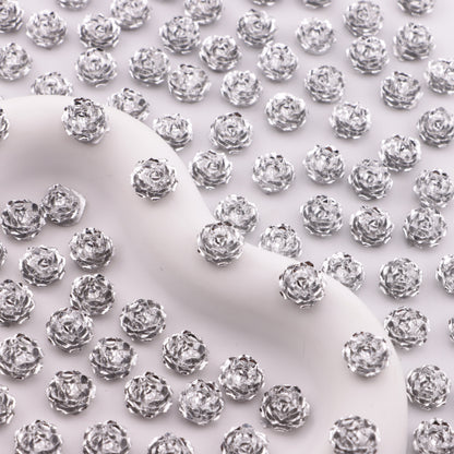 FS6387- 10mm Silver Small Flower Charms, Silver Small Flower Patches