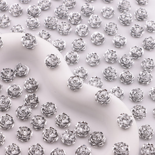 FS6387- 10mm Silver Small Flower Charms, Silver Small Flower Patches