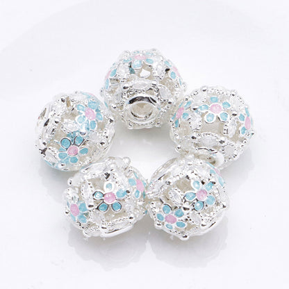 FS5099- 10mm Heart 5 Petal Metal Beads Love - Pearl Five - Petal Flower Alloy Beads Fit For Pen