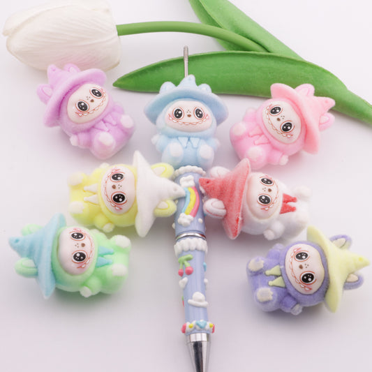 FS6378- 43×32Mm Hat Flocking Labubu Beads