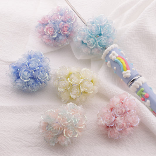 FS6397- 30×24mm Style A Luminous Full Soft Flower Heart Beads A Style Luminous Full Soft Flower Heart Clay Beads Fit For Pen