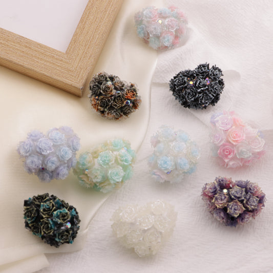 FS6398- 30×22Mm Type B Luminous Full Soft Flower Heart Beads B Style Luminous Full Soft Flower Heart Shaped Clay Beads Fit For Pen