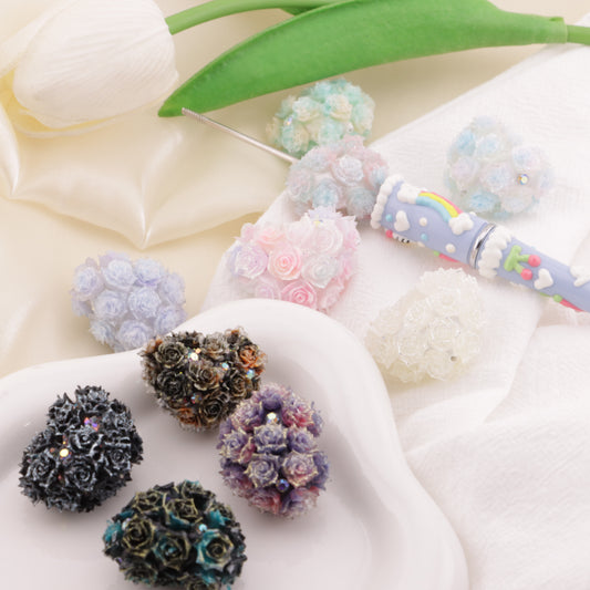 FS6398- 30×22Mm Type B Luminous Full Soft Flower Heart Beads B Style Luminous Full Soft Flower Heart Shaped Clay Beads Fit For Pen