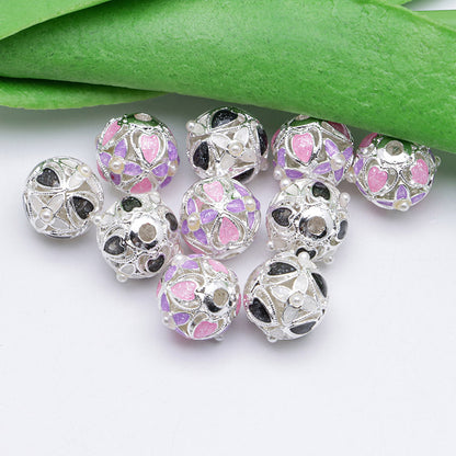 FS5098- 10mm Flower Metal Beads With Pearl Cross Flower Alloy Beads With Pearl Fit For Pen