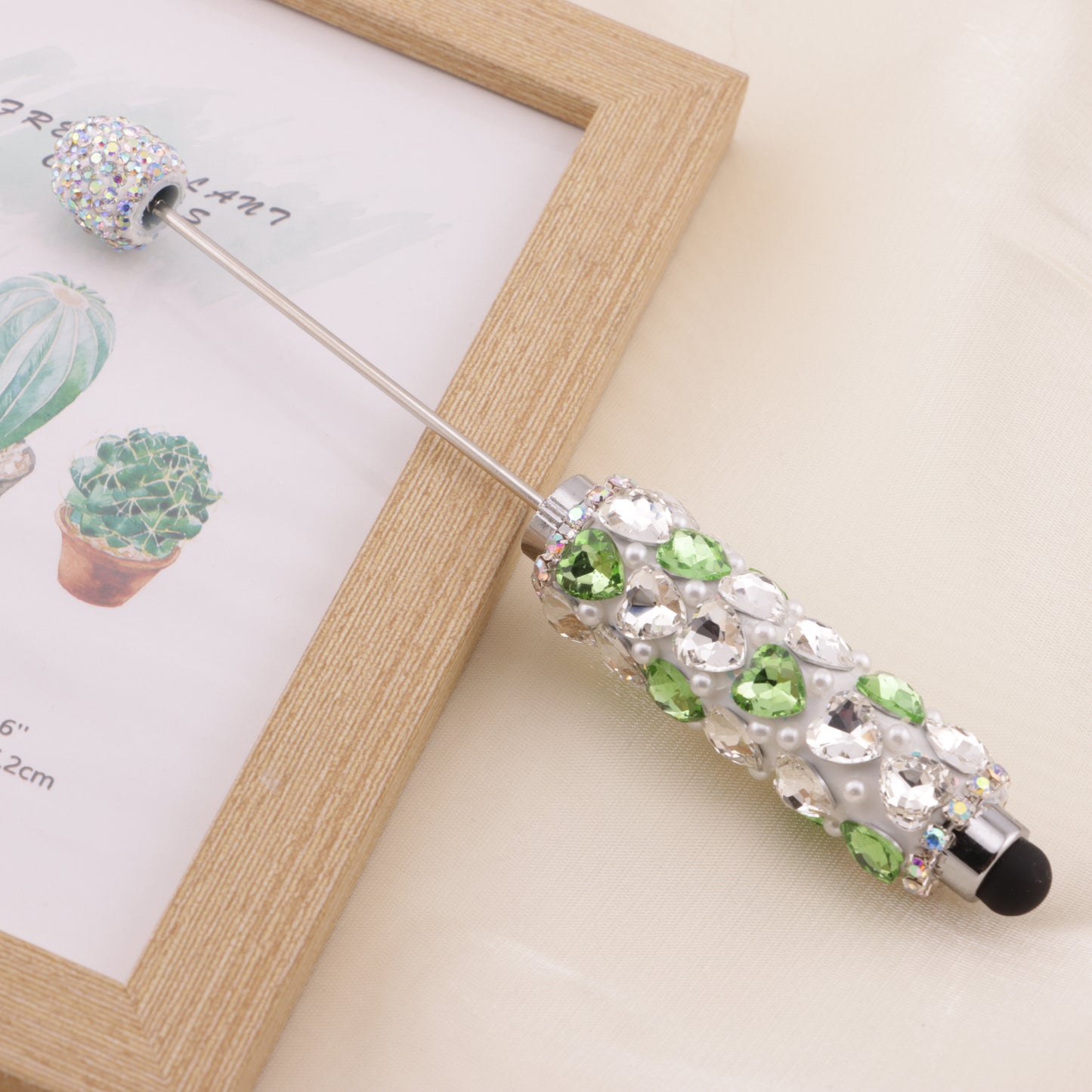 FS6396- Full Of Love Diamonds Beadable Stylus Pens Lovingly Heart - Shaped Diamond - Strung Bead Stylus Pens