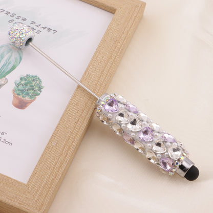 FS6396- Full Of Love Diamonds Beadable Stylus Pens Lovingly Heart - Shaped Diamond - Strung Bead Stylus Pens