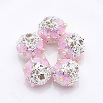 FS5097- 10mm Heart 4 Petal Metal Beads, Love - shaped Pearl Four - petal Flower Alloy Beads, Fit For Pen