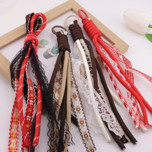 FS6409- B Lace Rope Braided Keychain B Lace Rope Braided Keychain Pendant