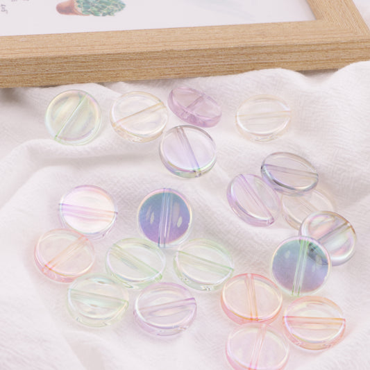 FS6407- 20Mm Clear Uv Round Plate Beads Colored - Plated Transparent Round Plate Beads