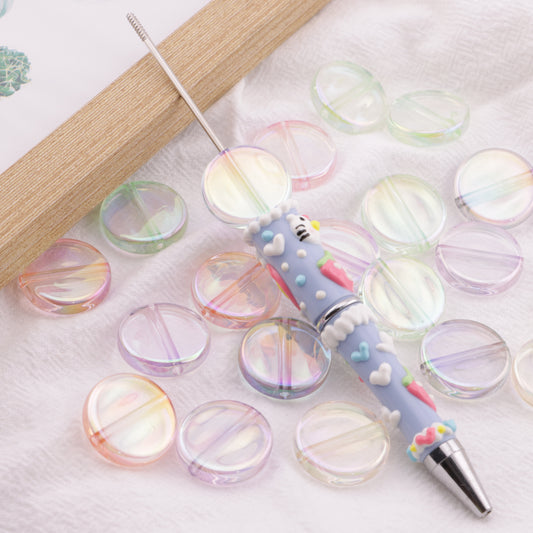 FS6407- 20Mm Clear Uv Round Plate Beads Colored - Plated Transparent Round Plate Beads