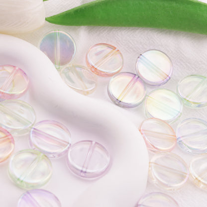 FS6407- 20Mm Clear Uv Round Plate Beads Colored - Plated Transparent Round Plate Beads