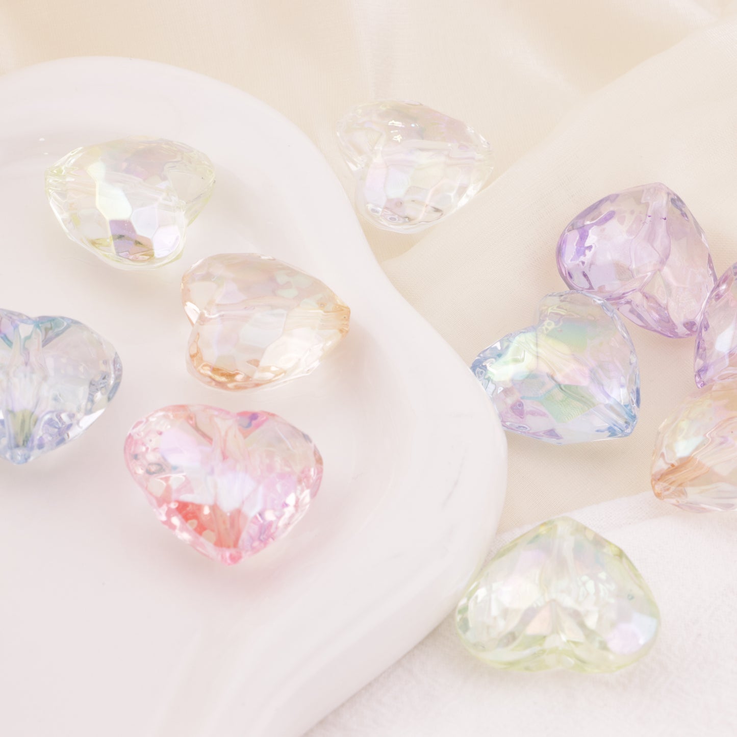 FS6402- 26×30mm Uv Clear Heart Beads Transparent Heart-Shaped Beads