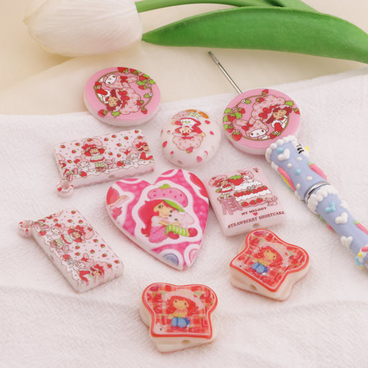 FS6401- Mixed Styles Of Strawberry Girl And Melody Beads And Patches