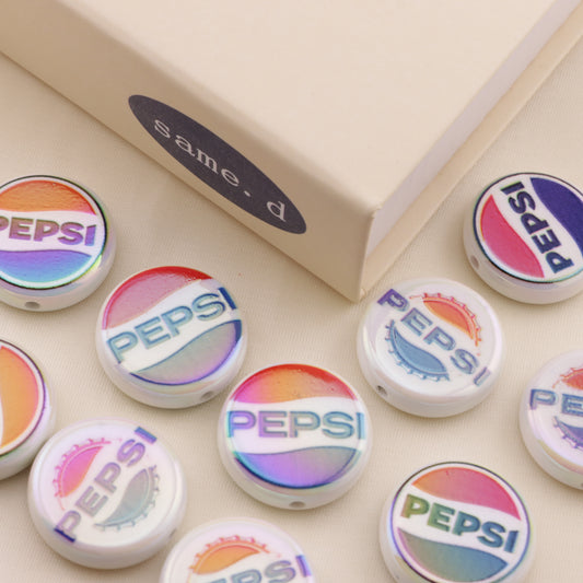 FS6499- 20mm Pepsi Cola Round Acrylic Beads (20mm ペプシコーラ ラウンドアクリルビーズ)