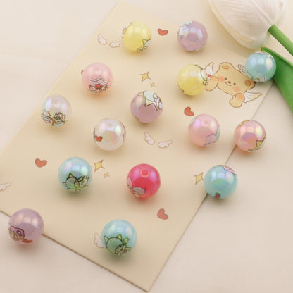 FS6497-  16mm Random Mixed Jelly Color Twin Star Printed Acrylic Beads(16mm ランダムミックスゼリーカラーツインスタープリントアクリルビーズ)