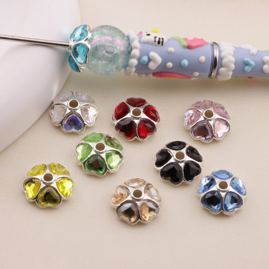 FS6506- Random Mixed Color About 15mm Heart-Shaped Diamond Alloy Spacer (ランダムミックスカラー約15mmハート型ダイヤモンド合金スペーサー)