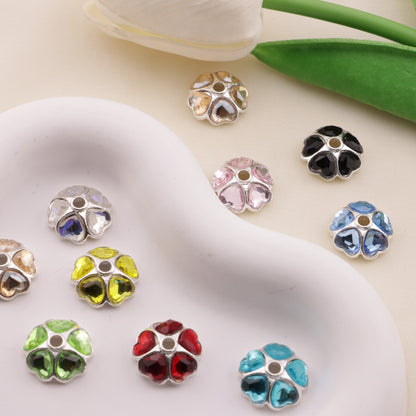 FS6506- Random Mixed Color About 15mm Heart-Shaped Diamond Alloy Spacer (ランダムミックスカラー約15mmハート型ダイヤモンド合金スペーサー)