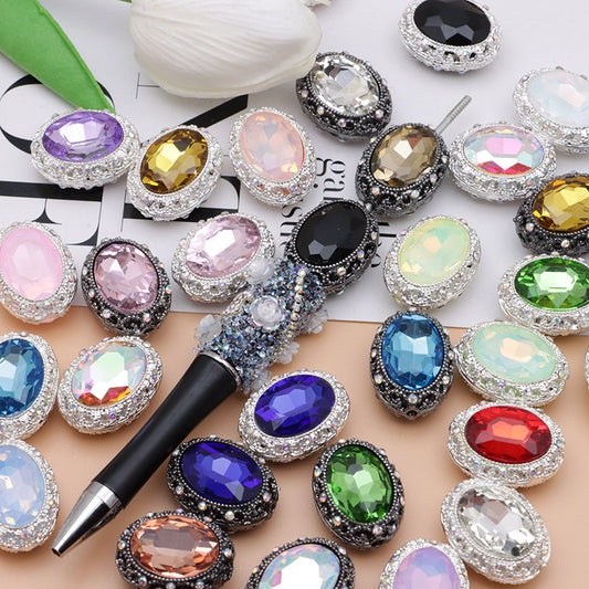 FS0358- Oval Diamond Alloy Beads
